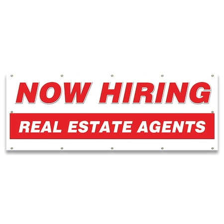 Signmission Now Hiring Real Estate Agents Banner Apply Inside Accepting Application Single Sided B-120-30294